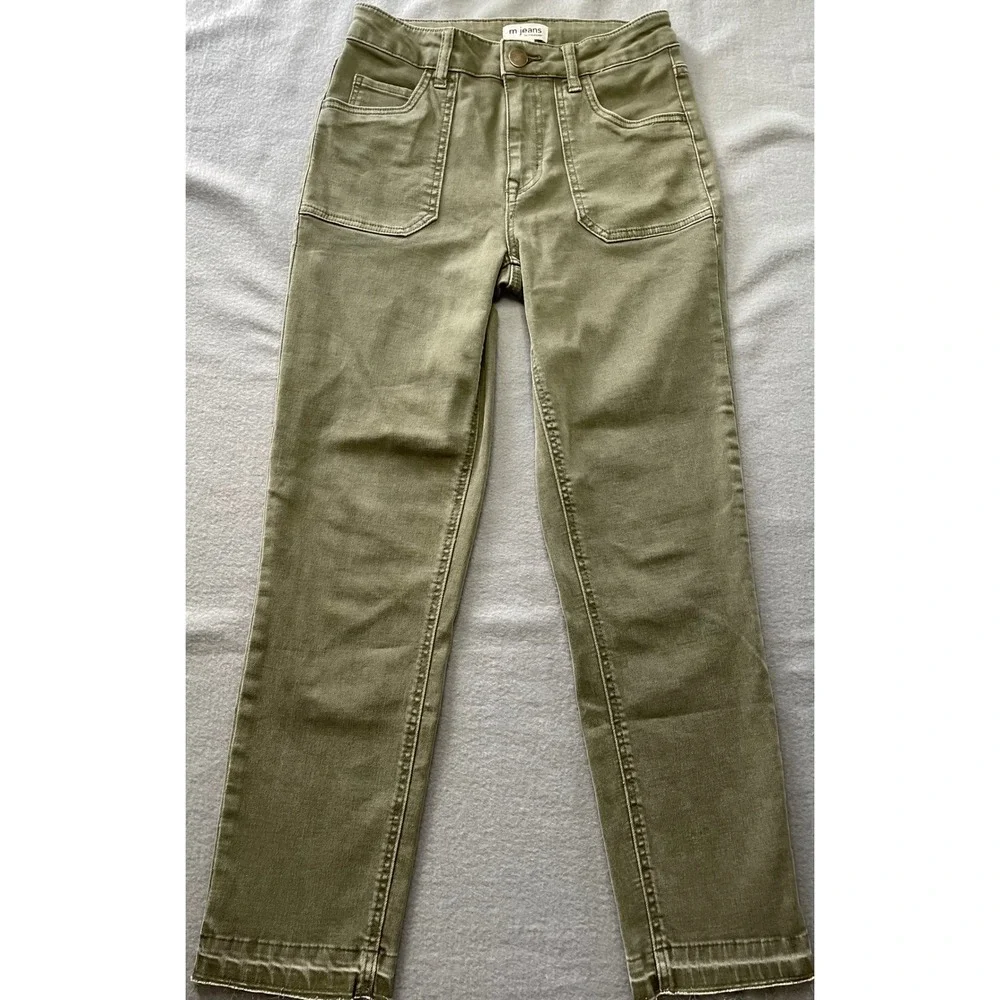m jeans by maurices Womens Olive Green High Rise Strt Leg Utility Jeans Size 4